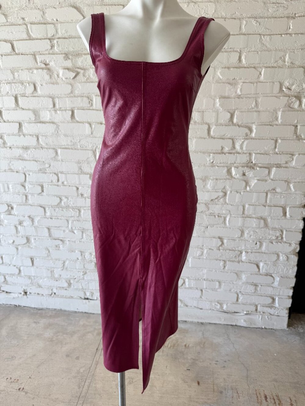 Commando Faux Leather Midi Dress Deep back Sleeveless